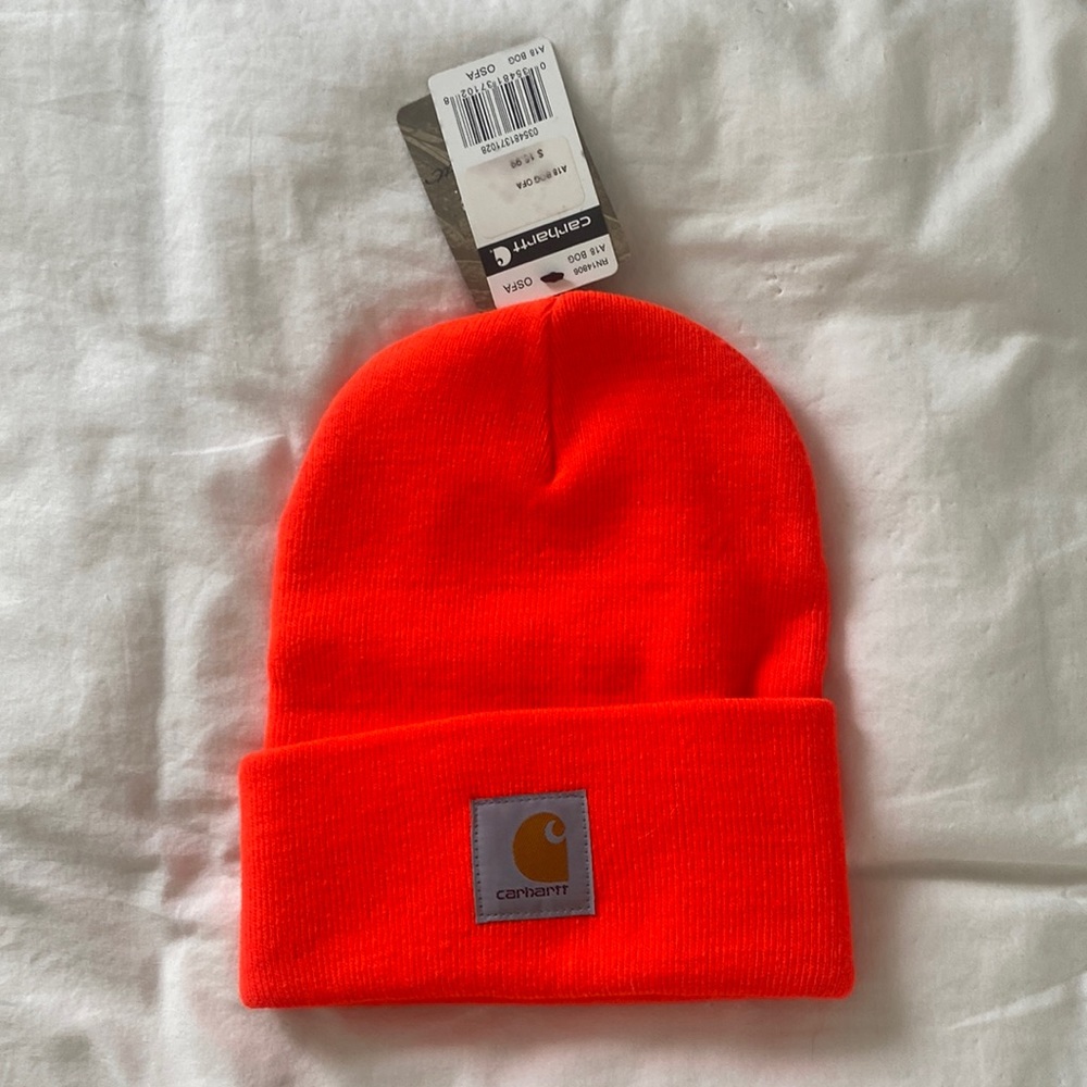 NWT Carhartt Neon Orange Beanie